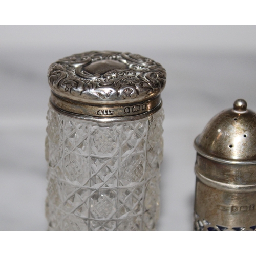 380 - Silver Shaker and Silver Topped Glass Jar