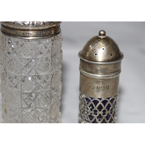 380 - Silver Shaker and Silver Topped Glass Jar