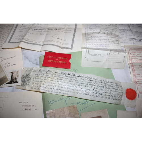 176 - Collection of Paperwork relating to James Leonard Leopold Thurlow. Service papers, pictures, letters... 