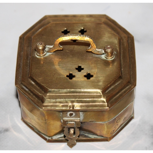 35 - Small Brass Matchbox Holder 7 x 7cm Height-4cm