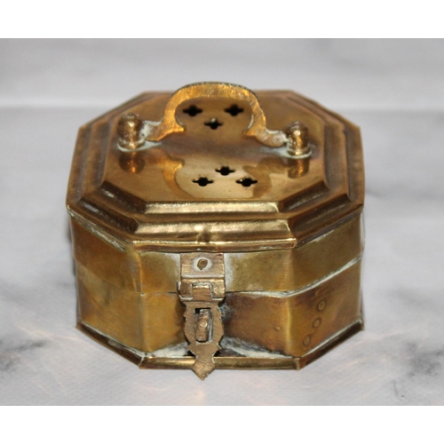 35 - Small Brass Matchbox Holder 7 x 7cm Height-4cm