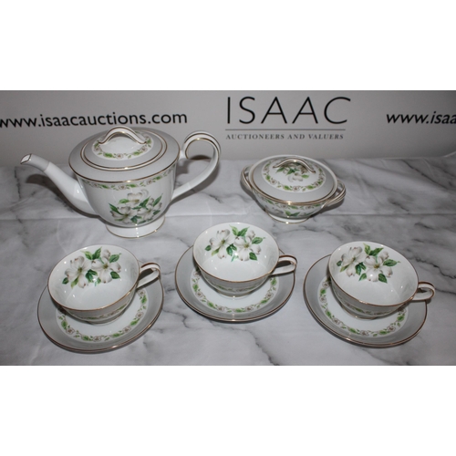 Noritake China Tea Set Japan "Edgemont" Inc Tea Pot, Sugar Bowl, 3 x