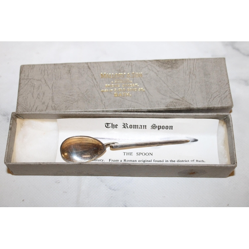 490 - Hallmarked Silver Roman Spoon in Box