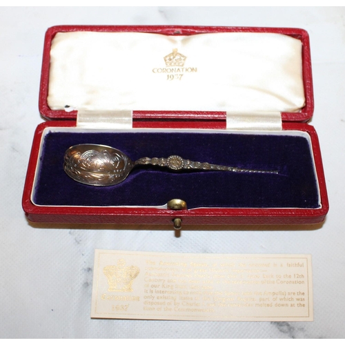 491 - Boxed Silver Hallmarked 1937 Coronation Spoon