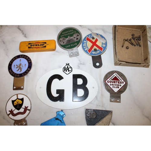 23 - Quantity of Car Association / Club Metal Badges ( Some Fixings Included along with Dunlop Puncture R... 