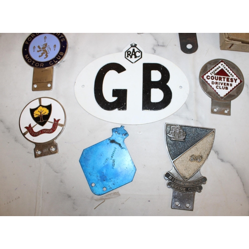 23 - Quantity of Car Association / Club Metal Badges ( Some Fixings Included along with Dunlop Puncture R... 