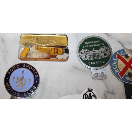 23 - Quantity of Car Association / Club Metal Badges ( Some Fixings Included along with Dunlop Puncture R... 