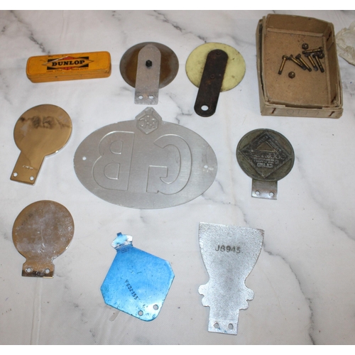 23 - Quantity of Car Association / Club Metal Badges ( Some Fixings Included along with Dunlop Puncture R... 