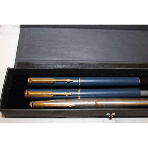 14 - Three Parker Fountain Pens (One Damage To End Shown In Pictures)
In A Box
Untested