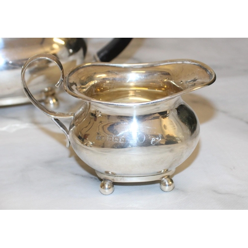 869 - Silver Hallmarked Tea Set Inc
Tea Pot
Sugar Bowl
Milk Jug
Total Weight-1050g
Good Condition