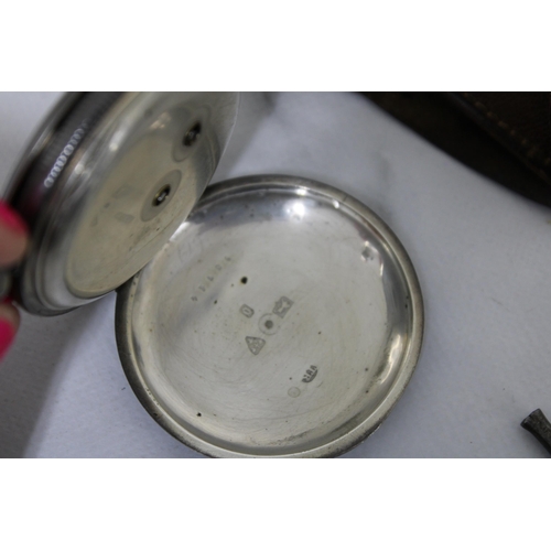 312 - Silver Hallmarked Pocket Watch With Keys & In Leather Pouch
Untested