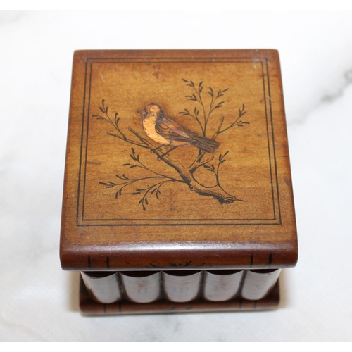 138 - Carved Wooden Bookcase Ink Well Height-4cm