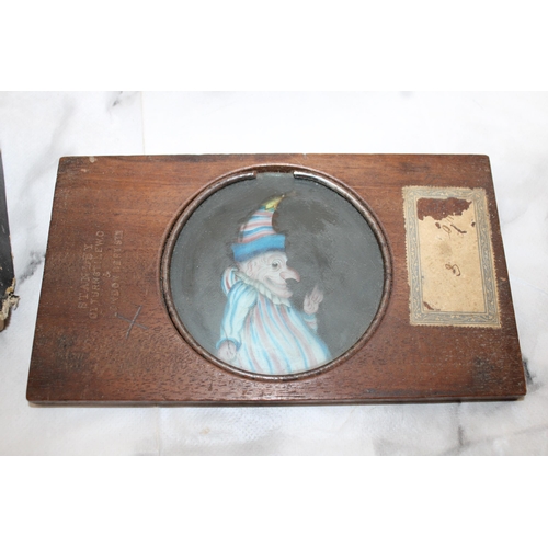 6 - Vintage Glass Lantern Slides - Numerous Themes including Punch and Judy Plus Empty Boxes...