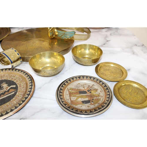 44 - Collection Of Egyptian Brass/Copper Others Plates/Bowls/Cuff Etc
All Proceeds Go To Charity...