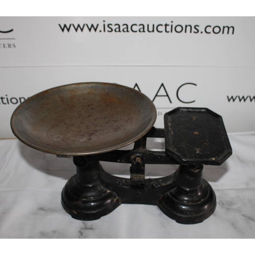 49 - Vintage Scales With Some Weights
Height-14cm
Width-26cm