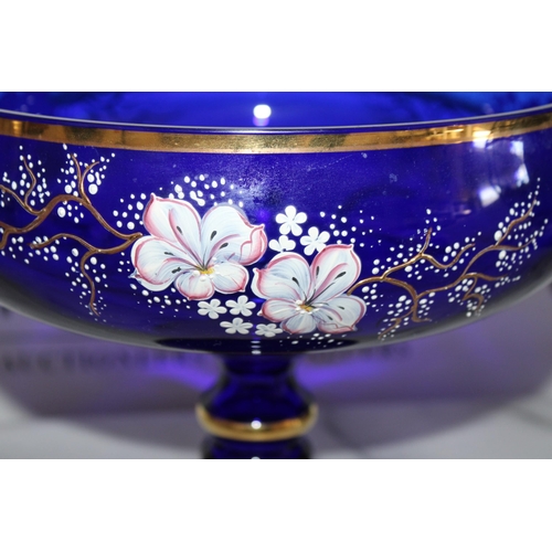 146 - Blue Glass Vase/Dish Hand Painted
Height-20cm
Collection Only