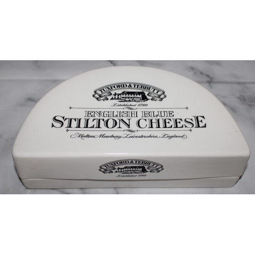 163 - Tuxford & Tebbutt English Blue Silton Cheese Ceramic Container