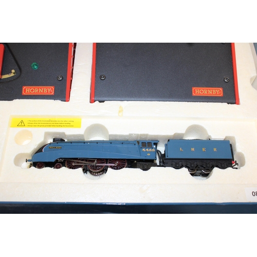 234 - The Hornby Railway Co LIVE STEAM MALLARD 00 GAUGE Set With Controllers (No track) Wrong Box Lid Flyi... 