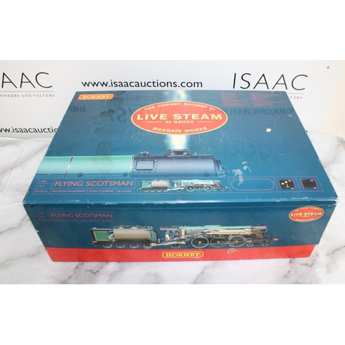 234 - The Hornby Railway Co LIVE STEAM MALLARD 00 GAUGE Set With Controllers (No track) Wrong Box Lid Flyi... 