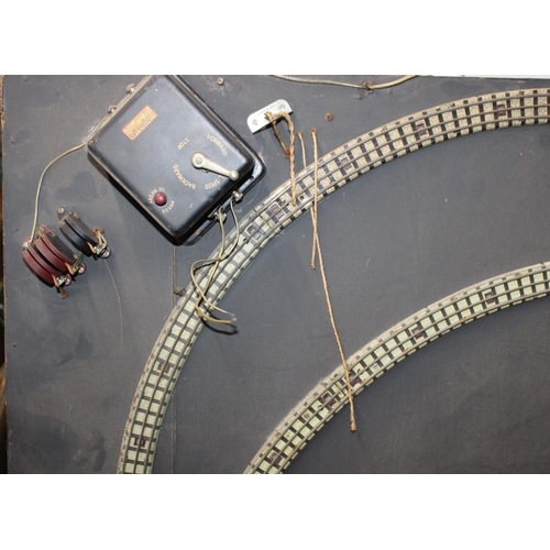 238 - Model Train Track Set out on Large Board with Buildings, extra track and Accessories - Collection on... 