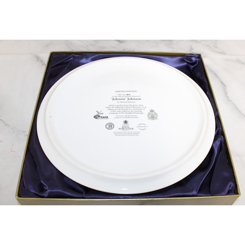 72 - The Bradford Exchange / Royal Worcester Limited Edition Plate 'Johnnie' Johnson in Presentation Case... 