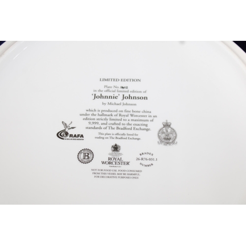 72 - The Bradford Exchange / Royal Worcester Limited Edition Plate 'Johnnie' Johnson in Presentation Case... 