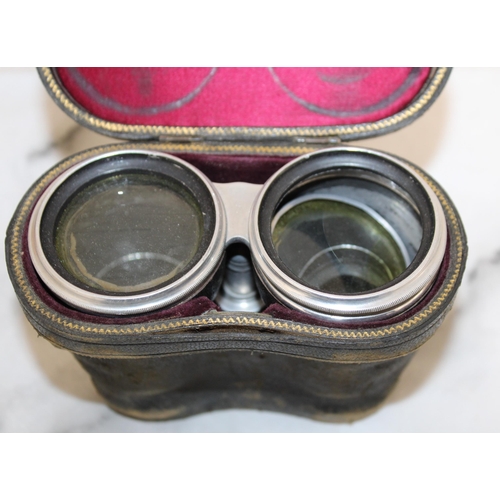 84 - Cased Small Binoculars (Loose Glass Shown In Pictures)