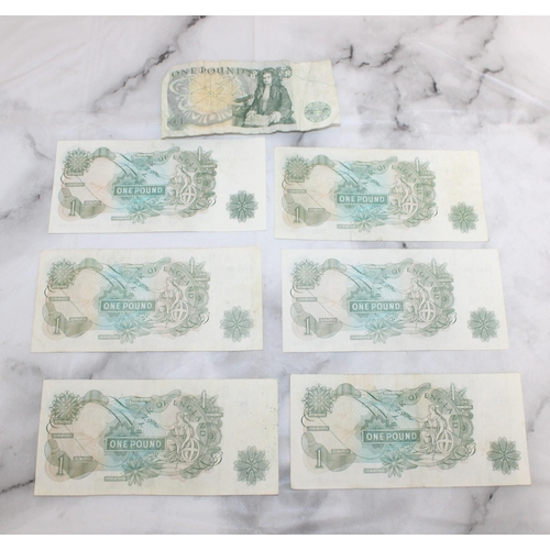 528 - Selection Of Seven One Pound Notes - Different Cashiers