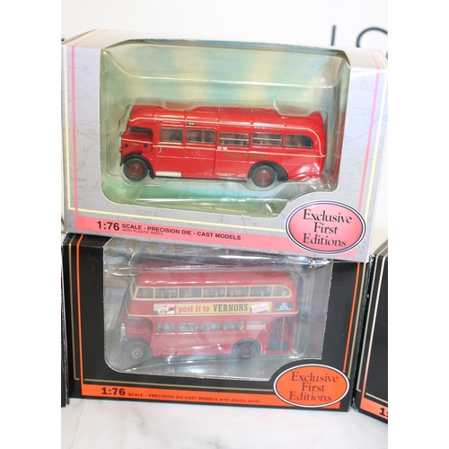 346 - Four Boxed Exclusive First Edition (EFE) Scale 1:76 London Transport Red Buses