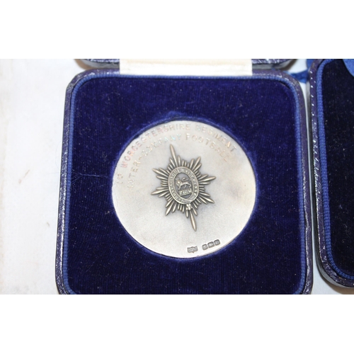 509 - Two Silver Hallmarked Medals Boxed - 1st Worcestershire Regiment - Issued by Mappin & Webb