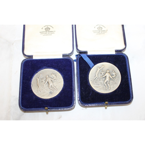 509 - Two Silver Hallmarked Medals Boxed - 1st Worcestershire Regiment - Issued by Mappin & Webb