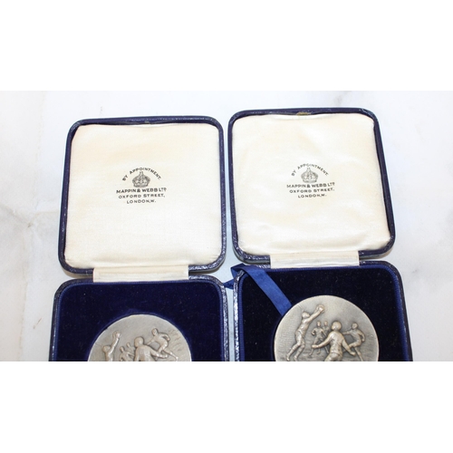 509 - Two Silver Hallmarked Medals Boxed - 1st Worcestershire Regiment - Issued by Mappin & Webb