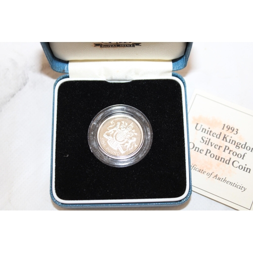 533 - 1993 UK Silver Proof One Pound Coin Royal Mint Boxed