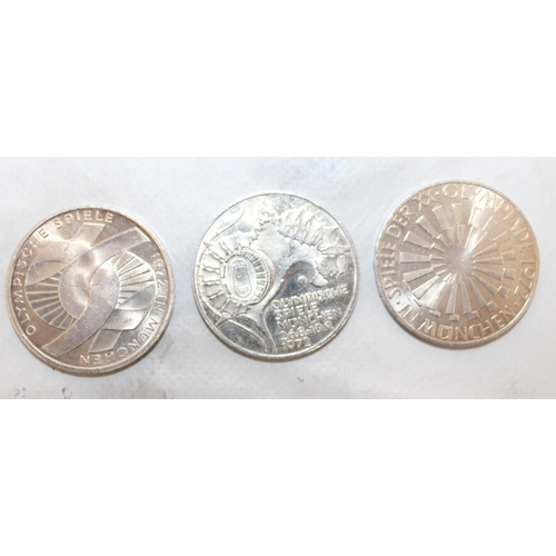 555 - Three 1972 German 10 Deutsche Mark Coins