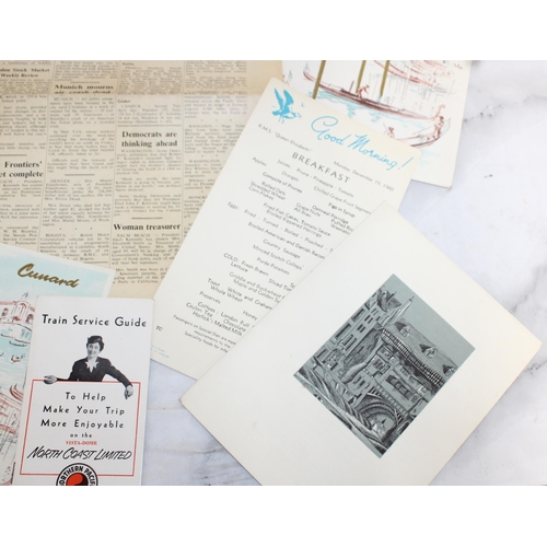 113 - Quantity of CUNARD Cruises Ephemera from December 1960