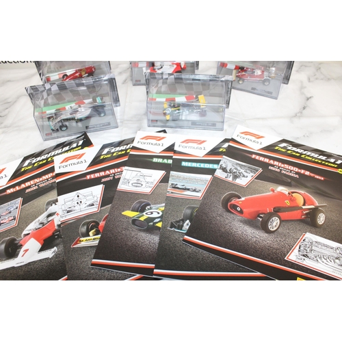 490 - Five Collectable Formula 1 Packed Racing Cars With Five Magazines