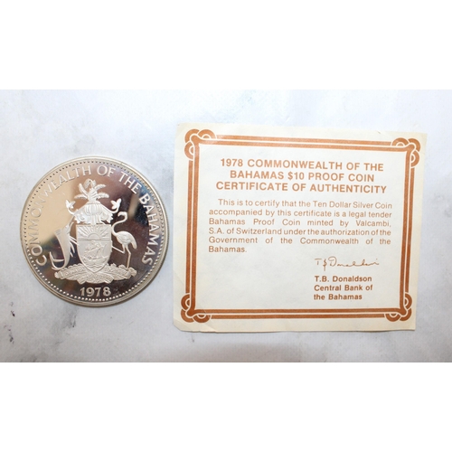 557 - 1978 Commonwealth Of The Bahamas $10 Dollar Silver Proof Coin