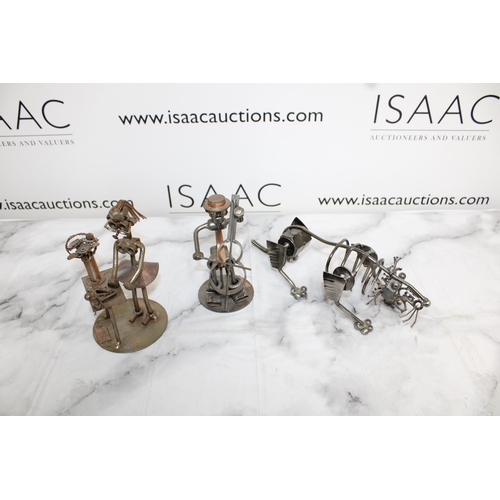 131 - Three Constructed Metal Art Figurines