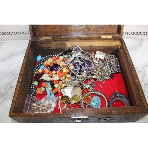 105 - Wooden Box Containing Fashion Jewellery Items