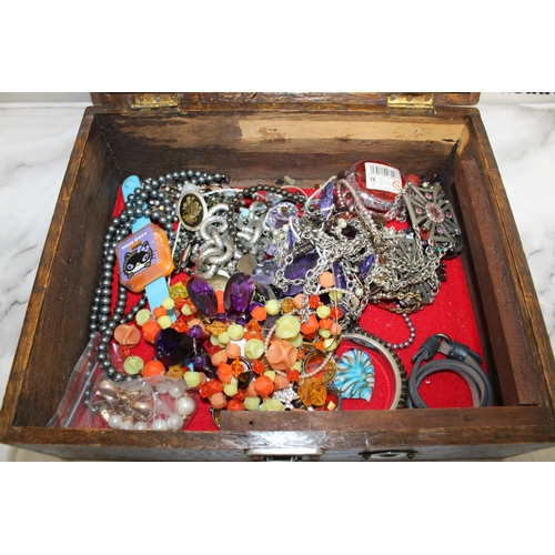 105 - Wooden Box Containing Fashion Jewellery Items