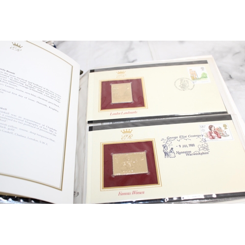 160 - 22ct Gold Replicas Of British Stamps (3 Albums)