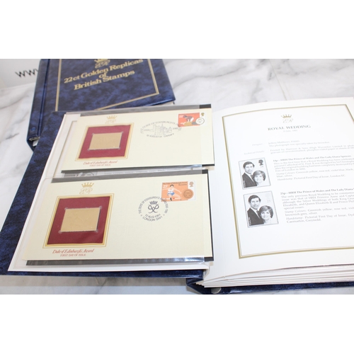 160 - 22ct Gold Replicas Of British Stamps (3 Albums)