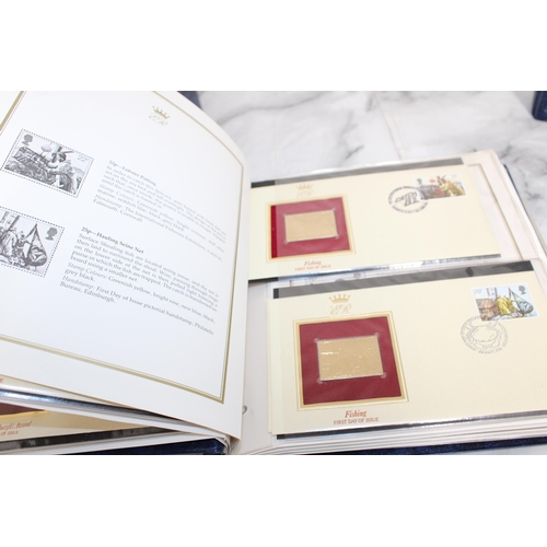 160 - 22ct Gold Replicas Of British Stamps (3 Albums)