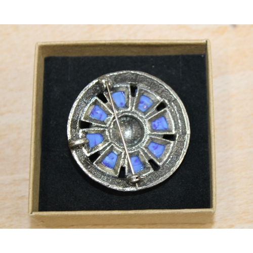 110 - Vintage Mirical Celtic Brooch With Blue Stones