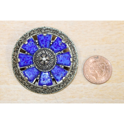 110 - Vintage Mirical Celtic Brooch With Blue Stones