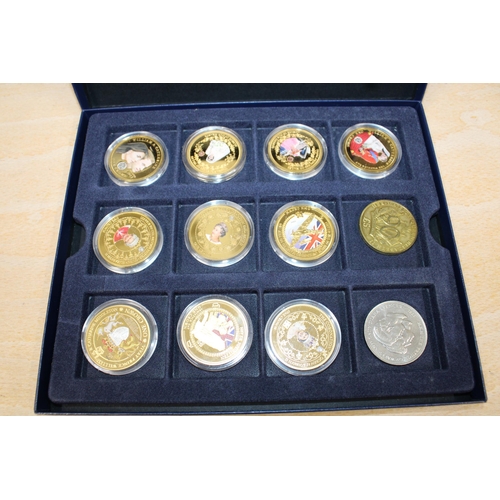 189 - Gold Plated Commemorative Coins In Case with Others