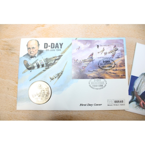 195 - First Day Covers D-Day £2 Coin & The Centenary Of Her Majesty The Queen Mother £5 Coin