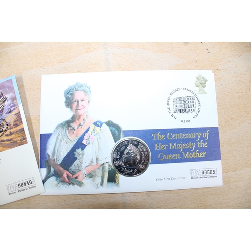 195 - First Day Covers D-Day £2 Coin & The Centenary Of Her Majesty The Queen Mother £5 Coin