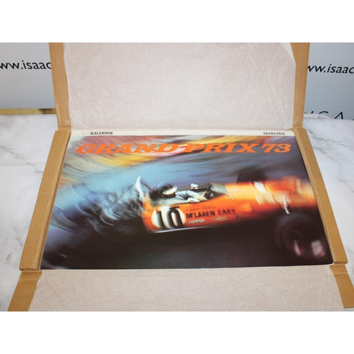 376 - Vintage 1973 Grand Prix Calendar - Unused in Cardboard Sleeve