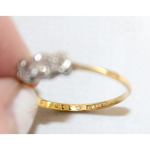 92 - Stamped 18ct & Plat Gold Ring Total Weight-1.83g Size-0